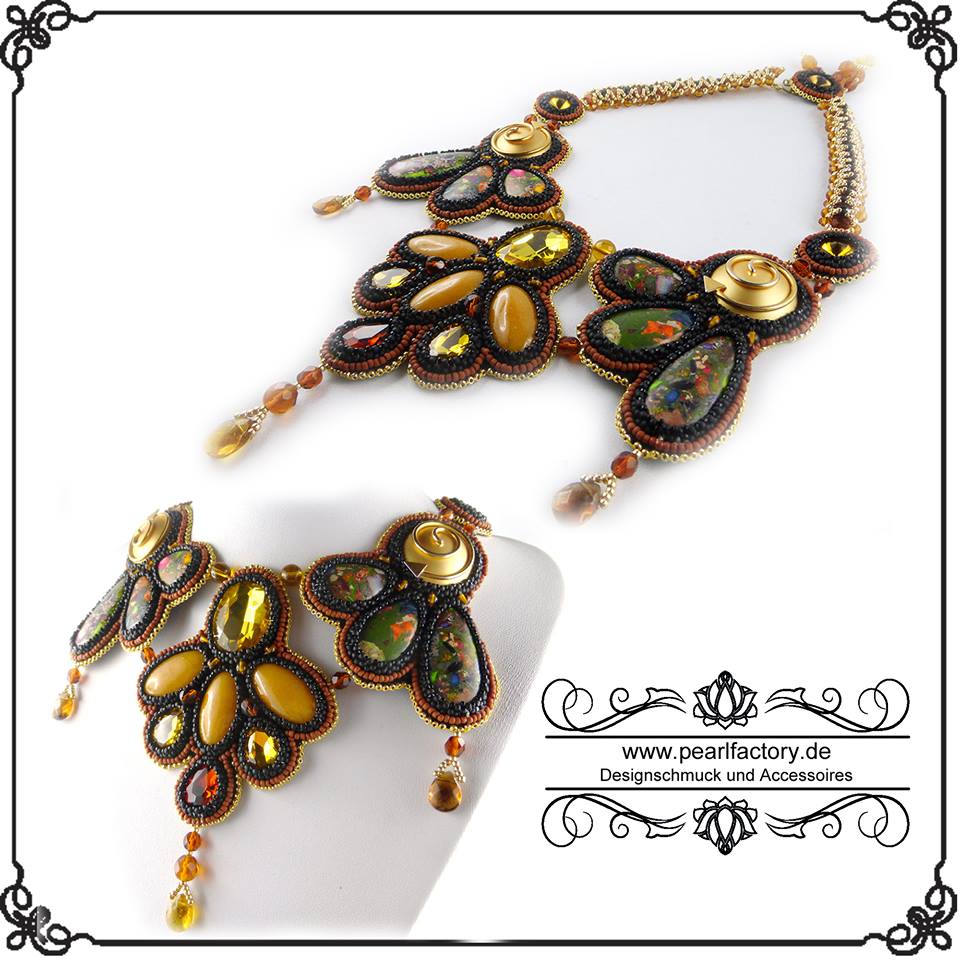 collier, halskette, kette, bead embroidery